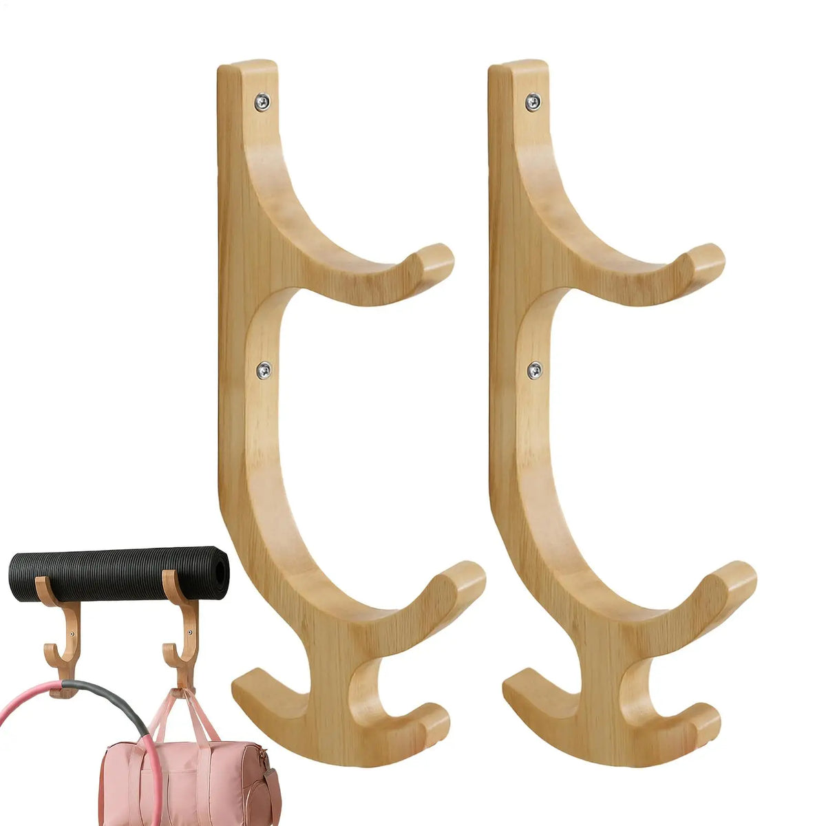 Wooden Wall Mount Yoga Mat Holder & Gym Organizer Rack