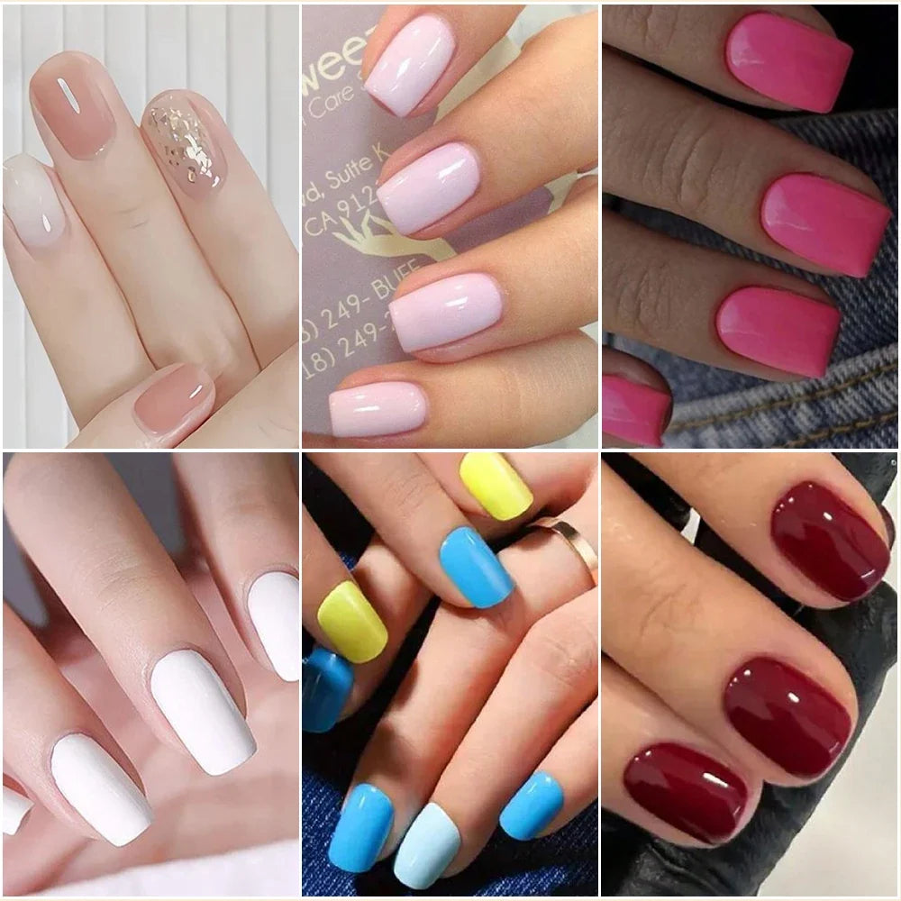 576pcs Press On Fake Nails Mixed Shapes Colorful Full Cover Tips