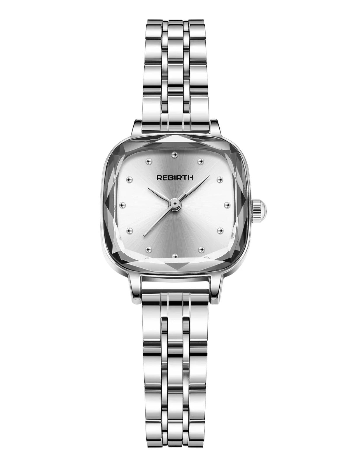 REBIRTH Women's Retro Square Quartz Watch – Steel Strap