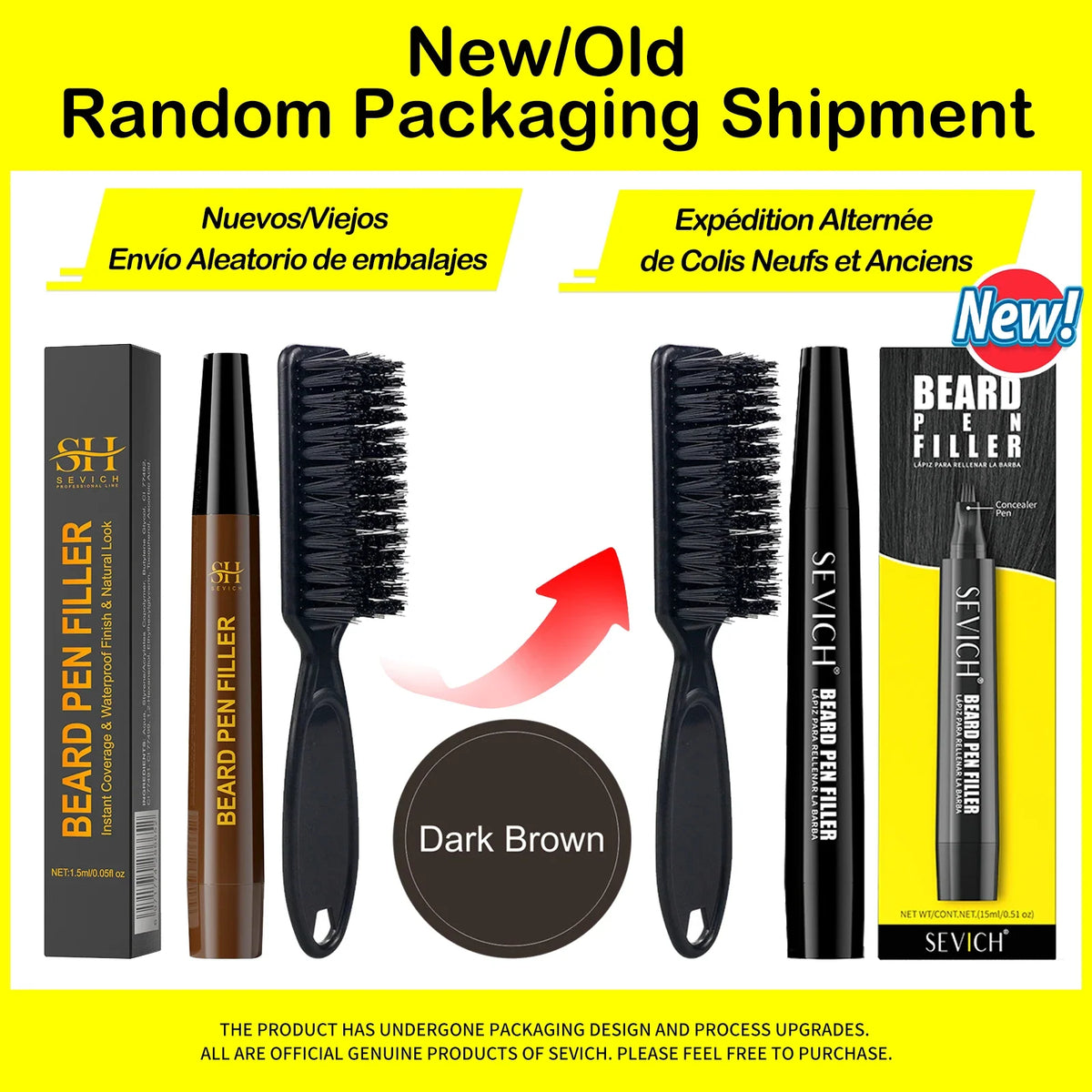 Sevich Beard Filler Pen Kit – 4-Prong Waterproof Pencil & Brush
