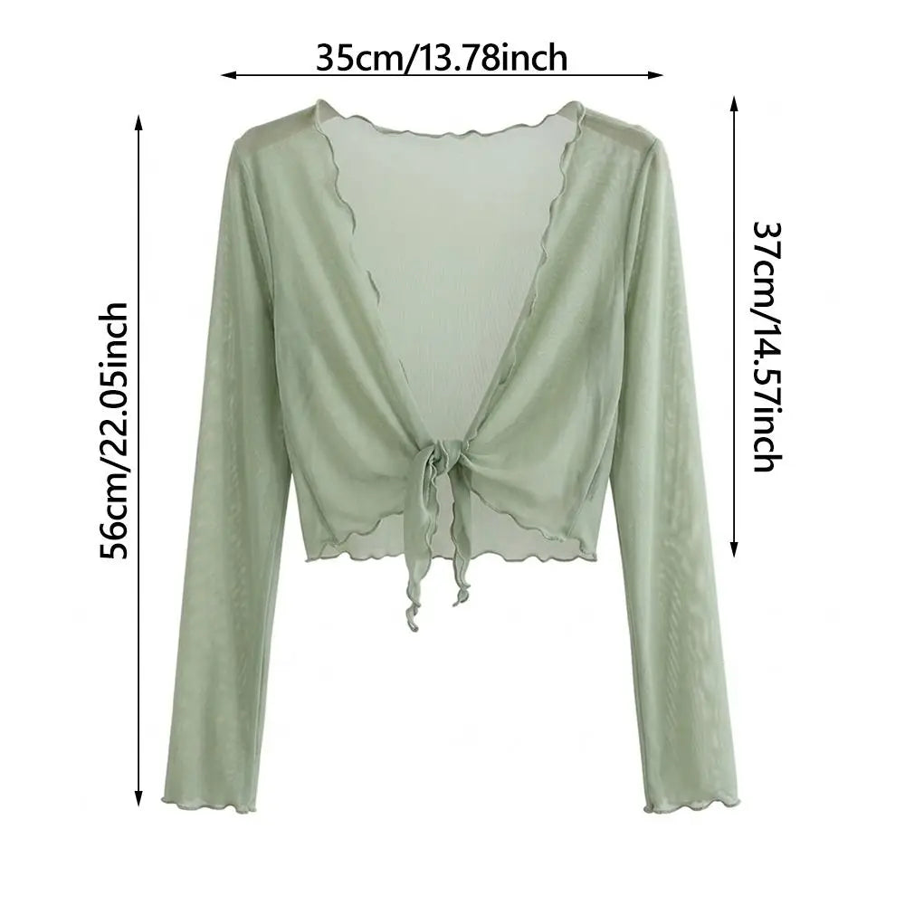 Harajuku Mesh Crop Cardigan Ruffled Sun-Proof Summer Jacket