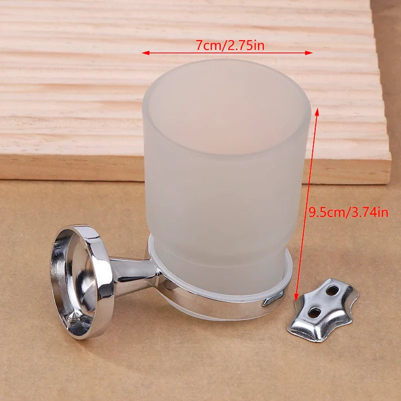 Wall-Mounted Toothbrush Holder Glass Cup – Modern Bathroom
