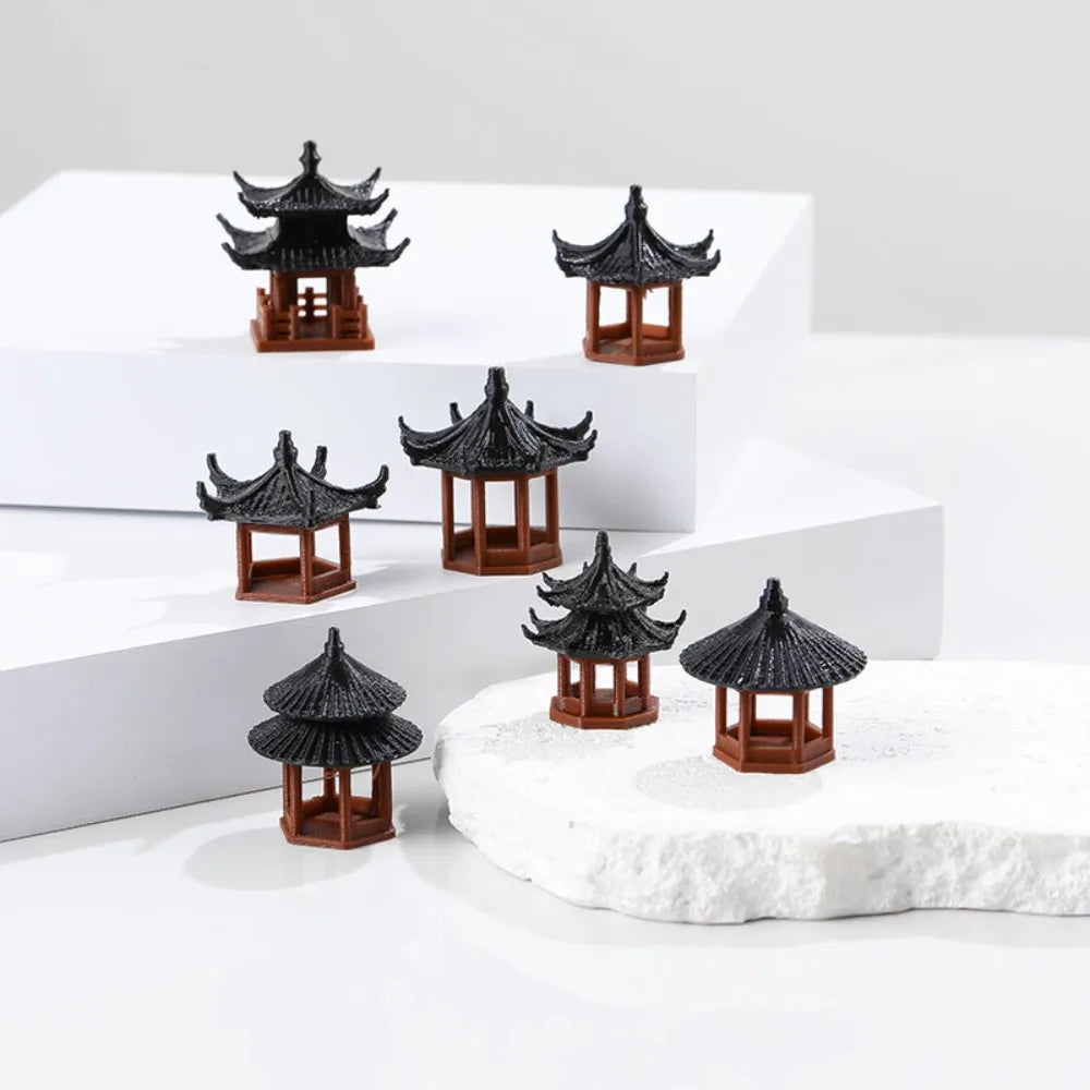 Miniature Hexagonal Pagoda Figurine – Micro Landscape Decor