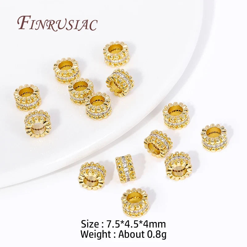 18K Gold Plated Zircon Round Spacer Beads – DIY Jewelry Making
