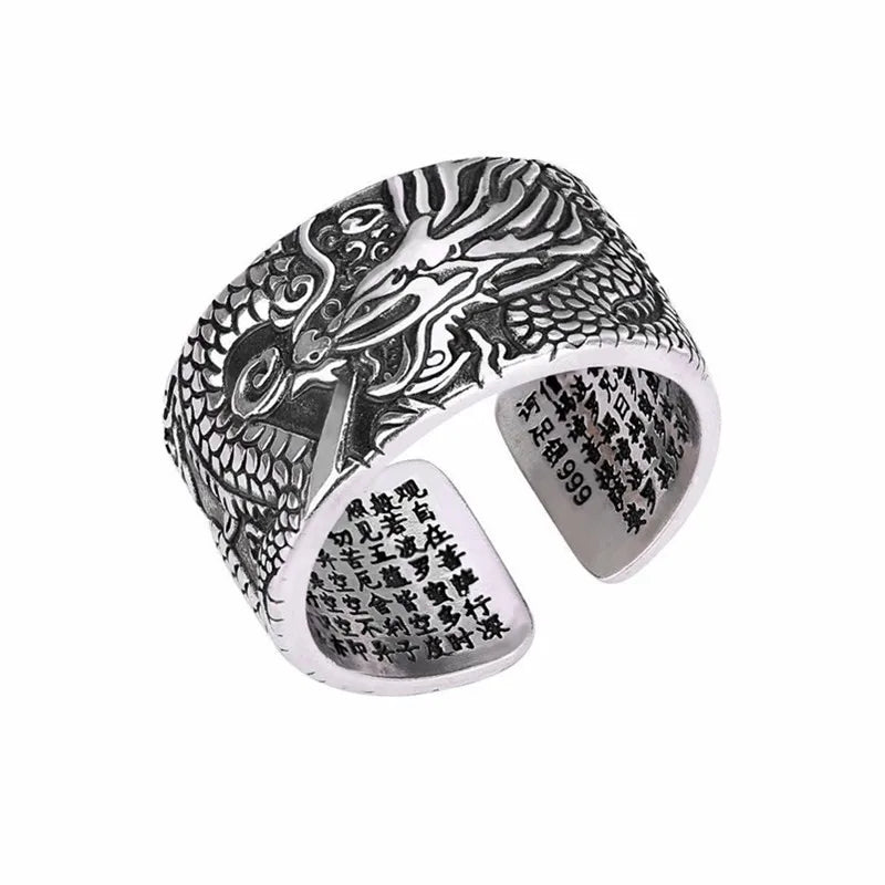 Vintage Punk Dragon Snake Tiger Adjustable Ring | Unisex