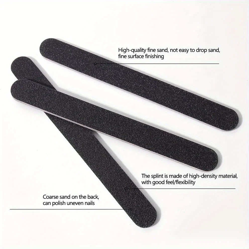 10Pcs Double-Sided Nail File 100/180 Grit Washable Buffer Set