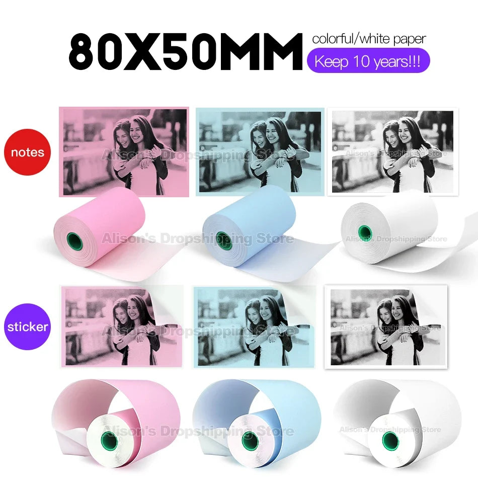 Peripage 80x50mm Thermal Paper 2-Pack – 10-Year Print Life