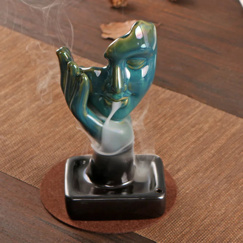 Ceramic Backflow Incense Burner – Sandalwood Stick Holder
