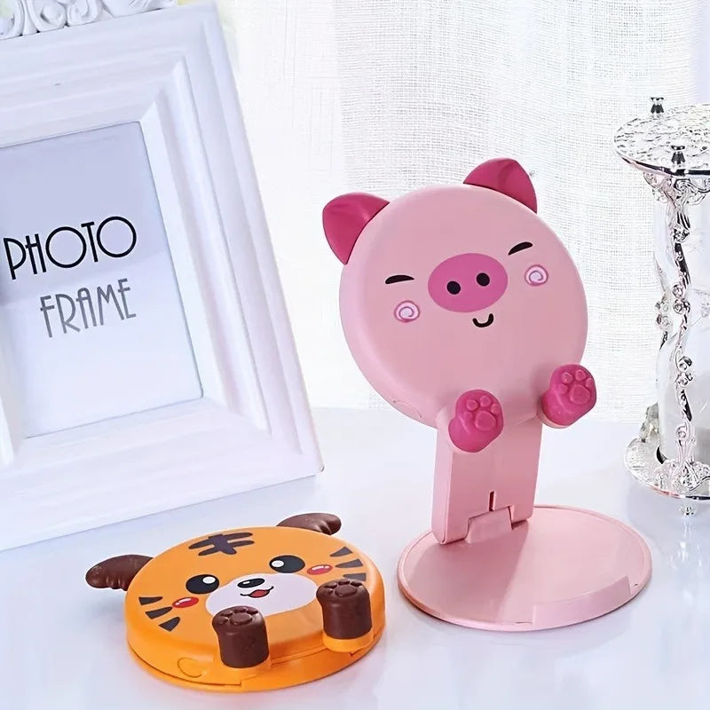3D Cartoon Animal Phone Stand – Foldable Silicone Desk Holder