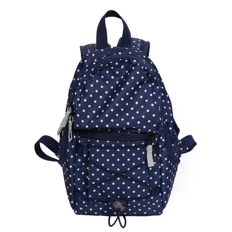 Korean Polka Dot Mini Backpack – Cute Student & Travel Bag