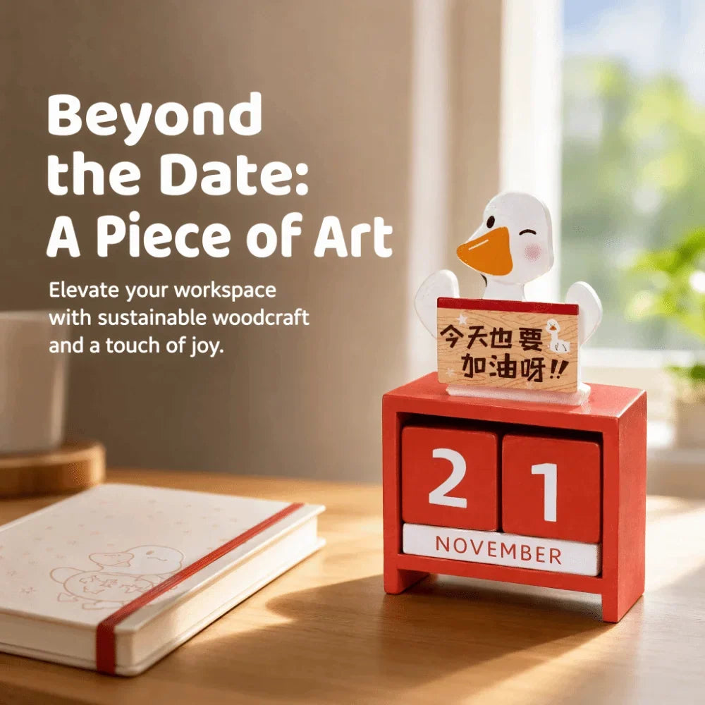 Wooden Block Desk Calendar – Interchangeable Month & Date