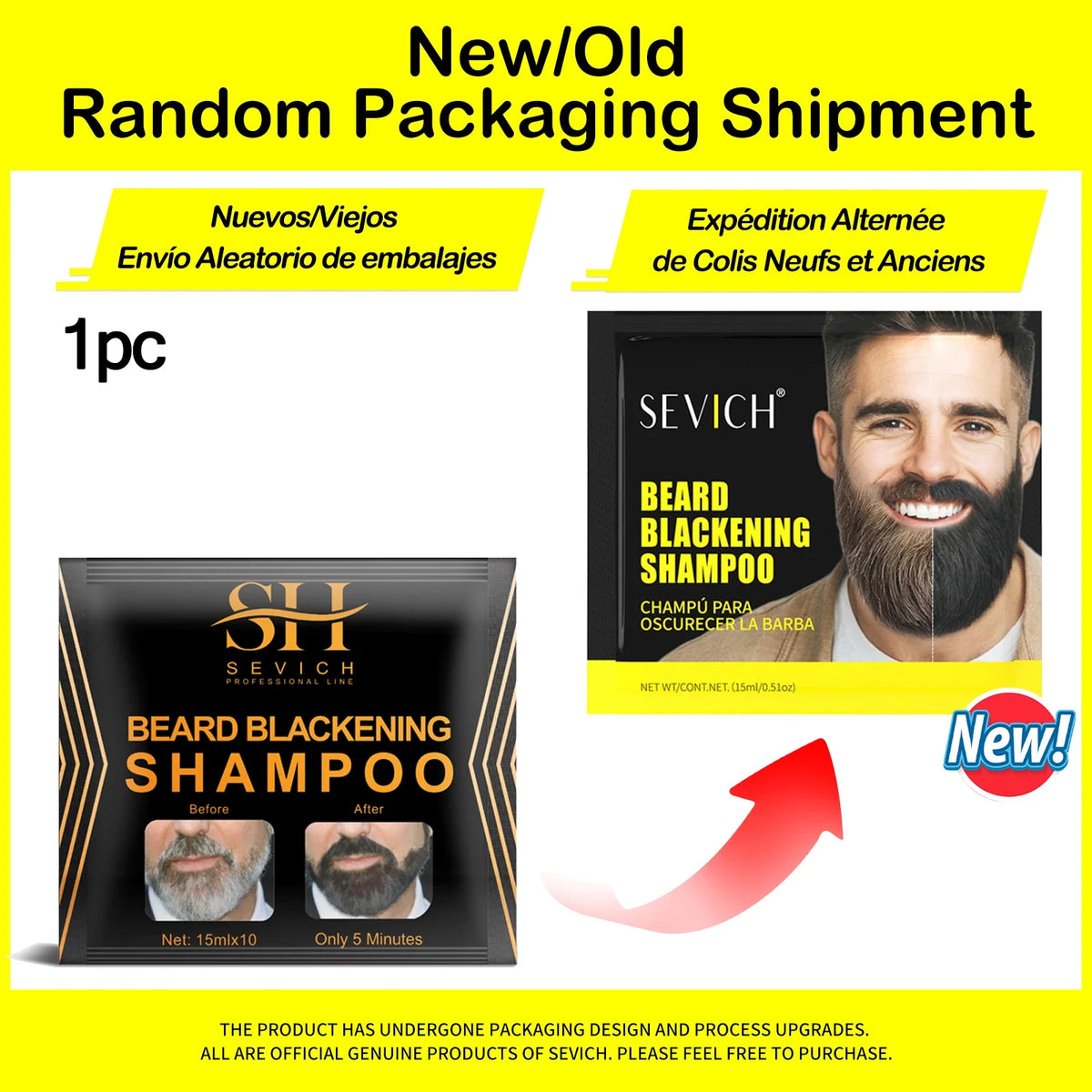 Sevich Black Beard Dye Shampoo – 5-Min Color for Men