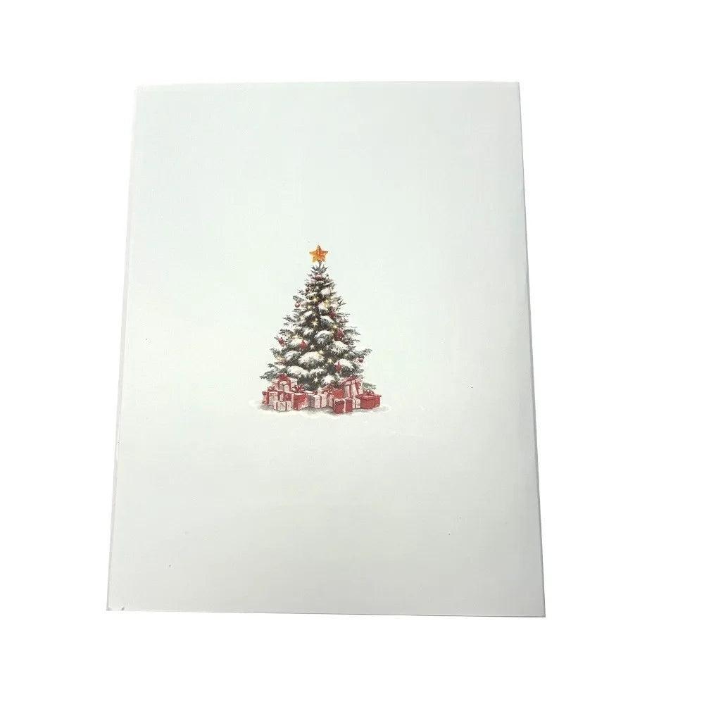 3D Pop-Up Christmas Card with Envelope – Snowy Village Scene