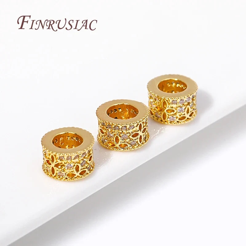 18K Gold Plated Zircon Round Spacer Beads – DIY Jewelry Making
