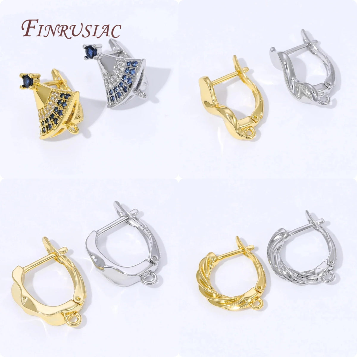 Fan Twist Wave Leverback Earring Hooks 18K Gold Plated DIY