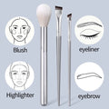 4PCS Cosmetic Brush Set – Powder, Eyebrow & Puff Brushes