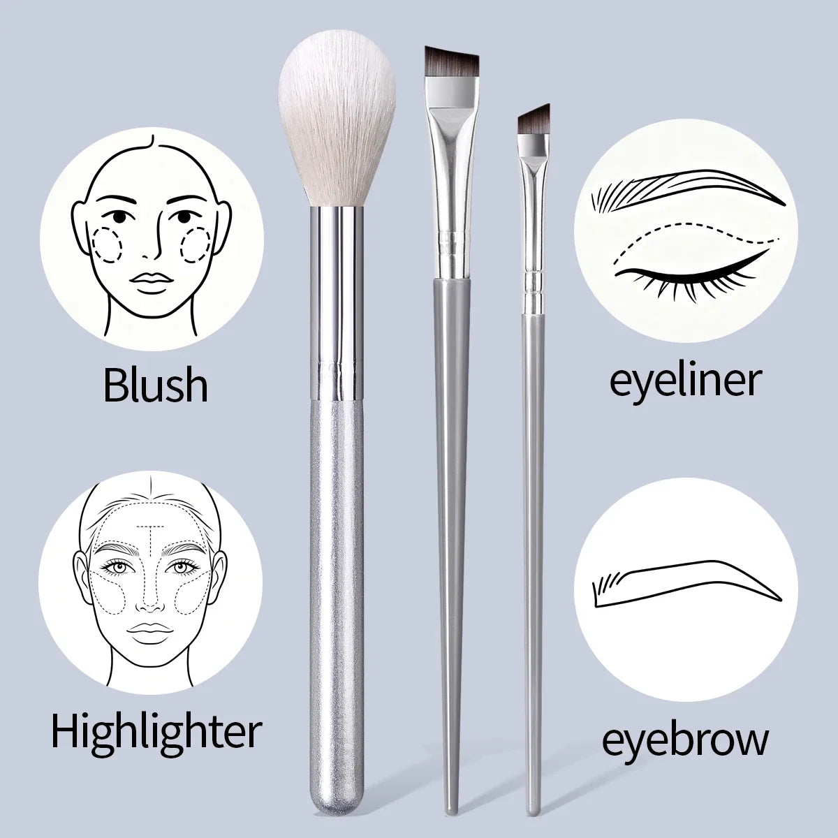 4PCS Cosmetic Brush Set – Powder, Eyebrow & Puff Brushes