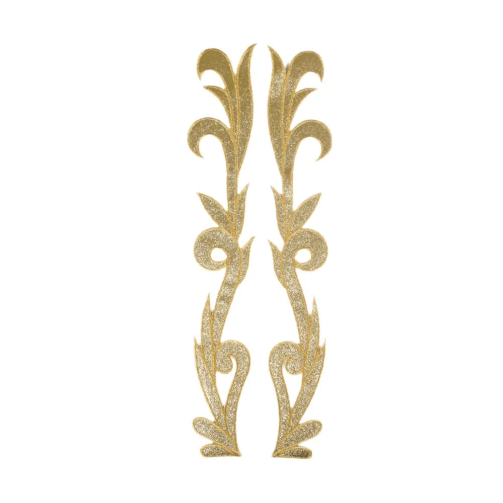 2-Piece Baroque Embroidery Applique Patch – Gold & Silver Sequin