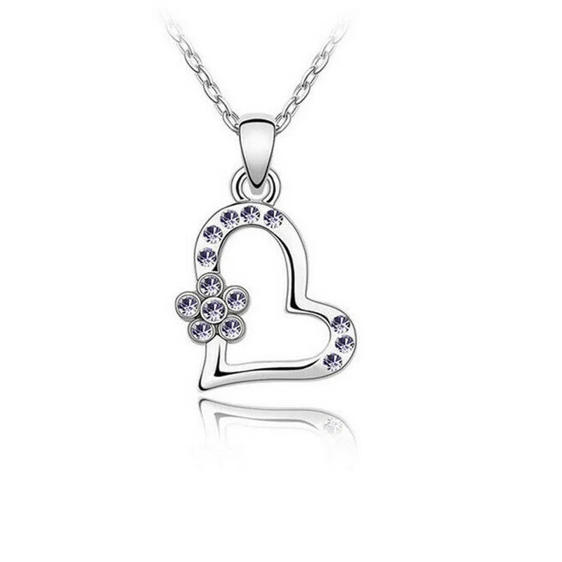 Women's Green Crystal Heart Pendant Necklace | Gift