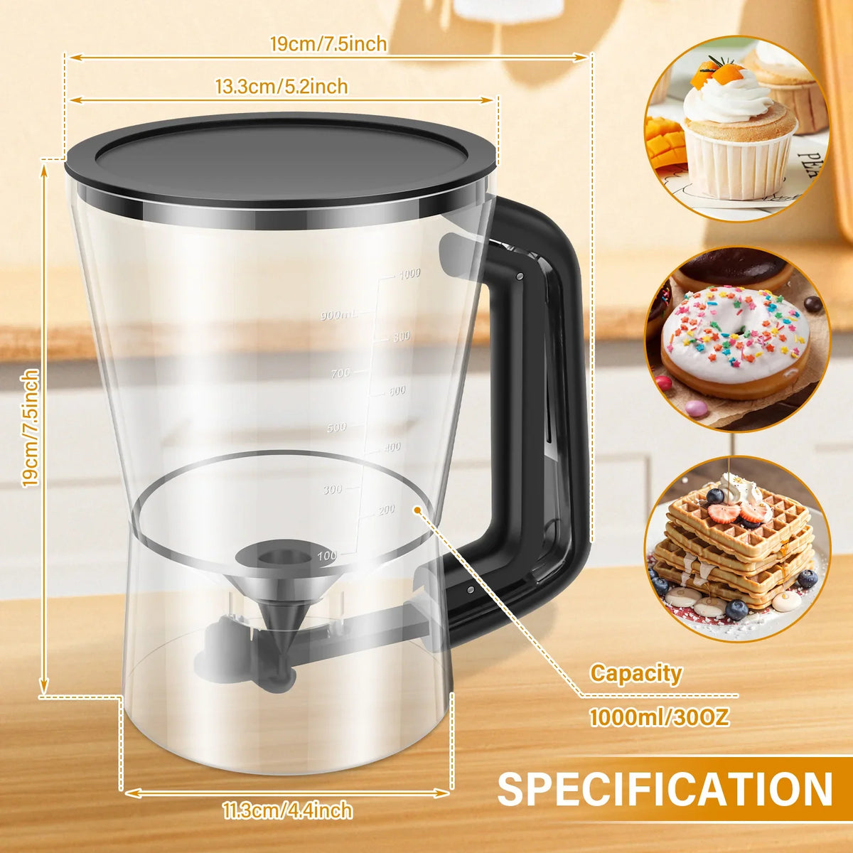 Pancake Batter Dispenser – 3-Cup Drip-Free Bakeware Tool
