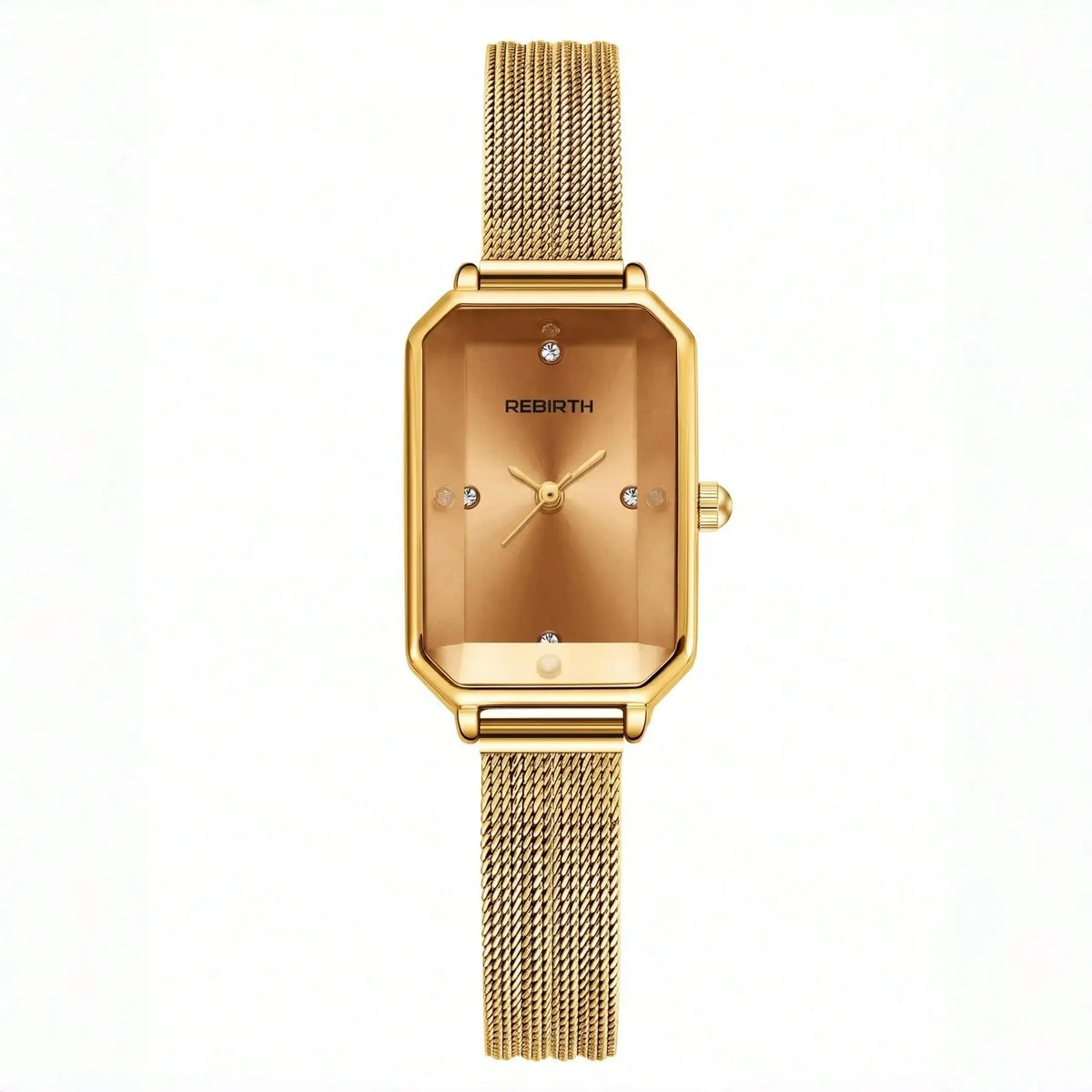 Women's Retro French Mesh Watch – Rhinestone Rectangle Dial