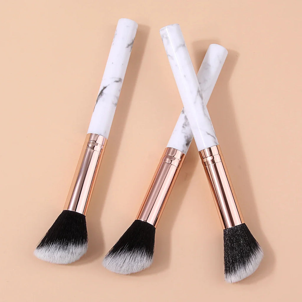 3-Piece Facial Contour & Blush Makeup Brush Set | Korean Style