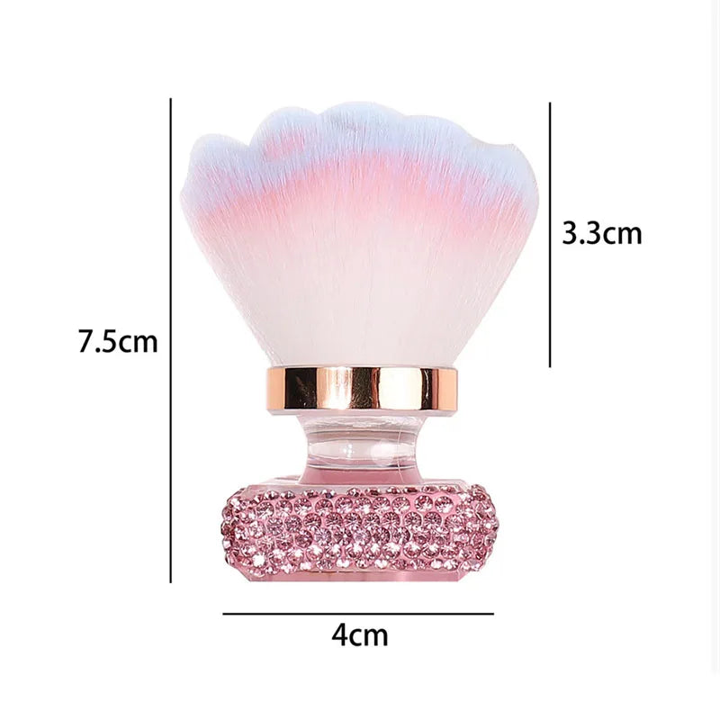 Rose Fluffy Powder Brush – Rhinestone Base Blush & Nail Dust