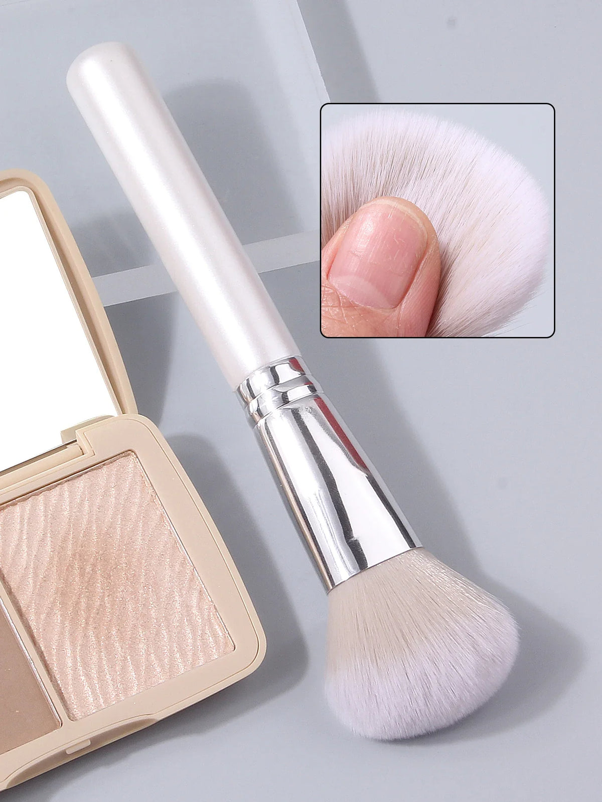 Pearl White Multi-Function Makeup Brush – Powder, Blush & Contour