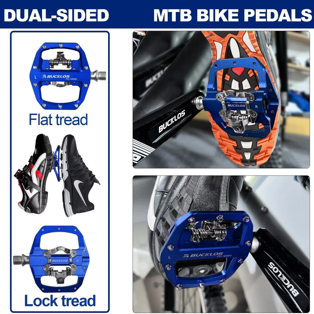 BUCKLOS SPD Dual-Function MTB Pedals – Clipless & Flat