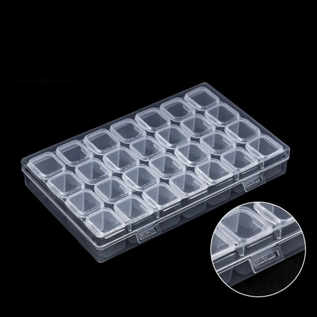 28-Compartment Nail Art Organizer – Rhinestone Storage Case