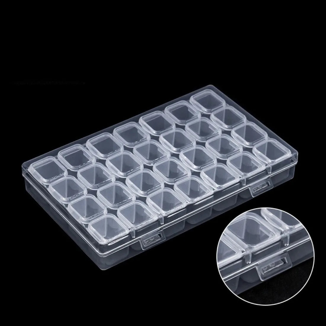 28-Compartment Nail Art Organizer – Rhinestone Storage Case