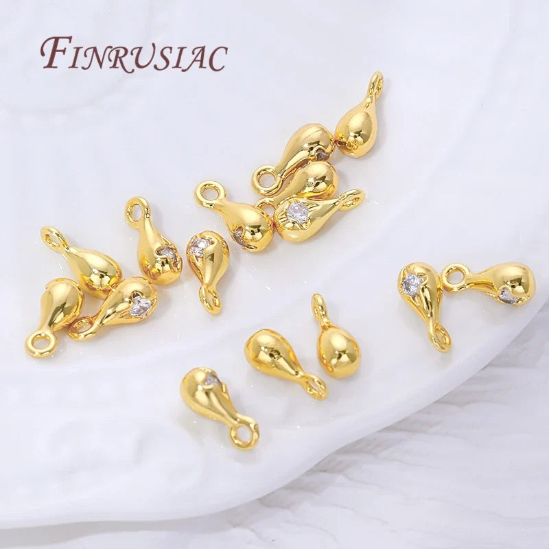 18K Gold Plated Zircon Drop Pendants – Brass DIY Jewelry Charms