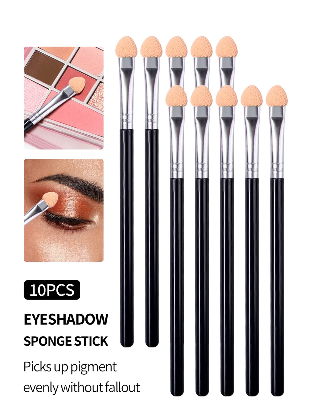 10Pcs Dual-Color Sponge Eyeshadow Brushes & Nail Smudge Sticks