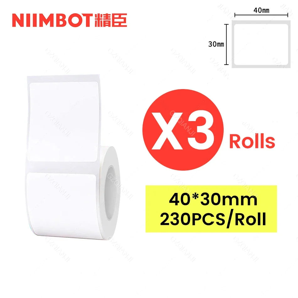 NiiMbot Thermal Label Rolls – Round White Waterproof Stickers