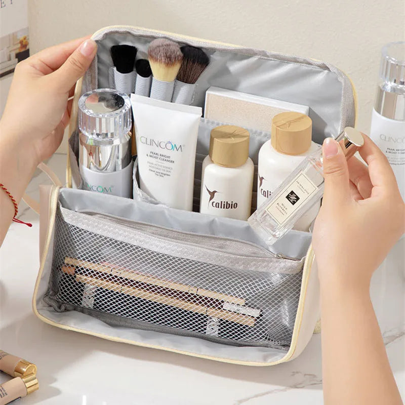 PU Leather Standing Makeup Brush Organizer Bag | Large Capacity