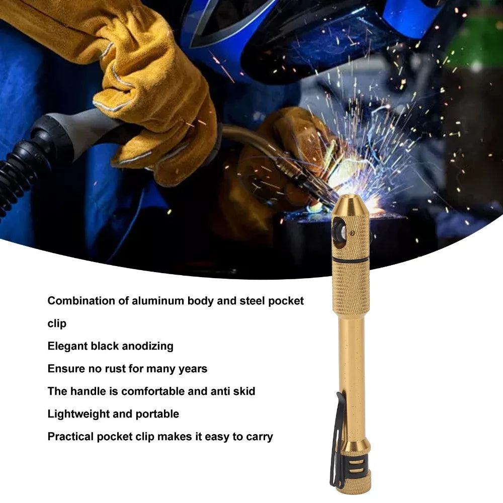 TIG Welding Wire Feed Pen – Aluminum Alloy, Gold Knurled Grip