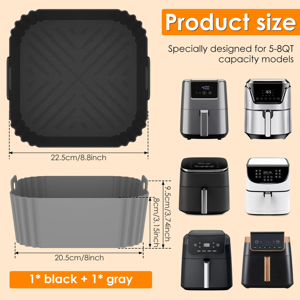 Silicone Air Fryer Liner – Reusable Square Baking Pan Tray