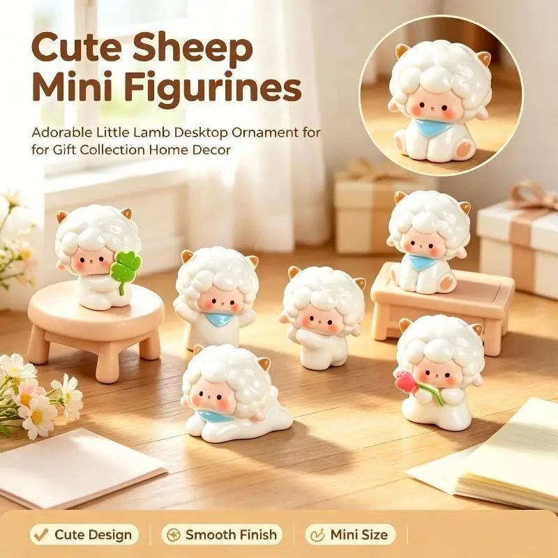 Miniature Sheep Lamb Resin Figurines Fairy Garden Ornaments 5/6Pcs