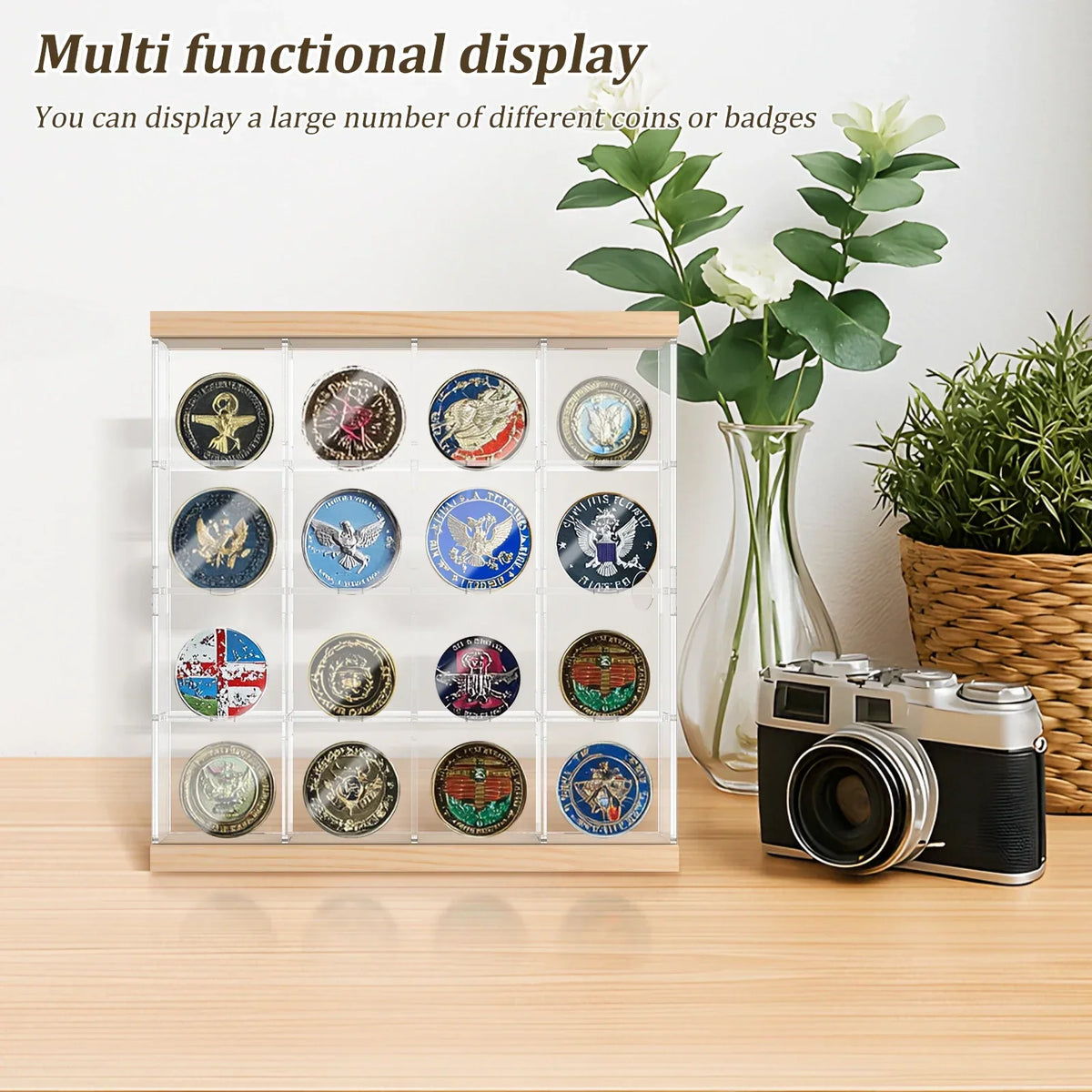 4-Layer Acrylic Coin Display Case – 16 or 24 Compartments