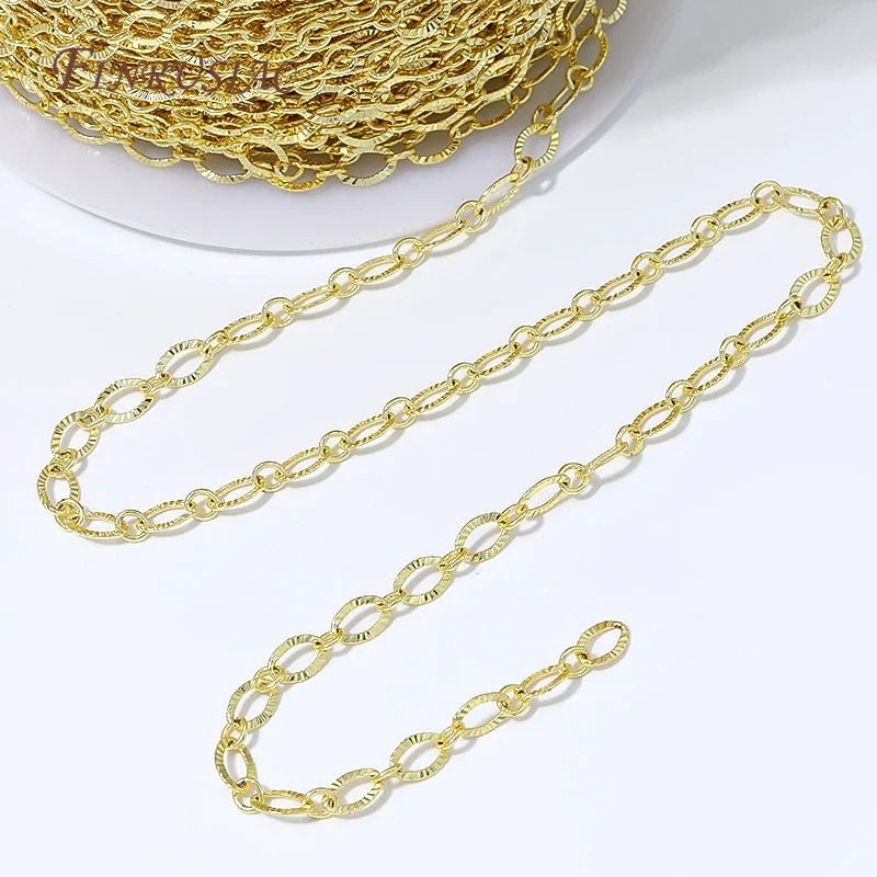 18K Gold Plated Oval Embossed Link Chain – DIY Jewelry Making