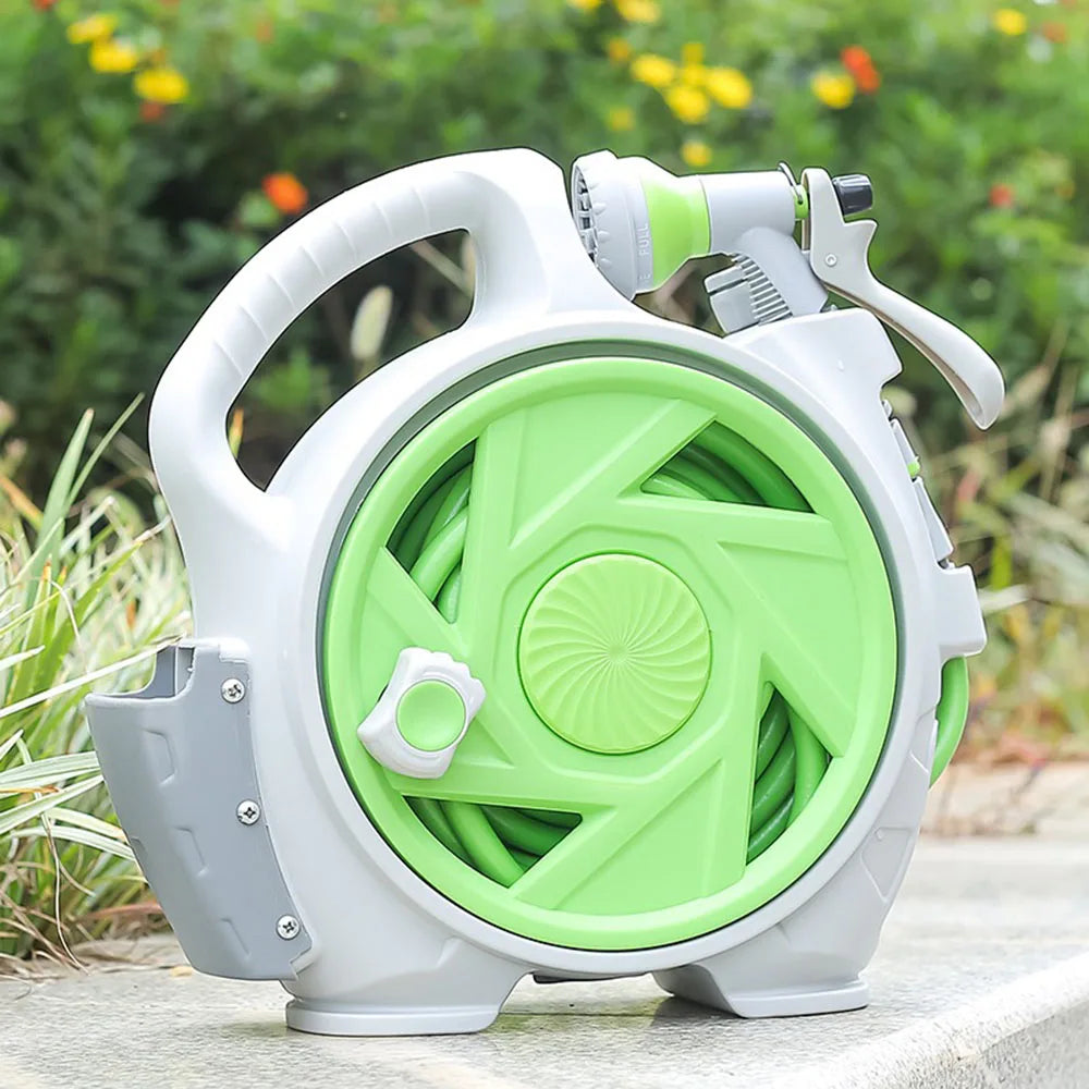 Portable Mini Garden Hose Reel Cart – 15M Water Pipe Winder
