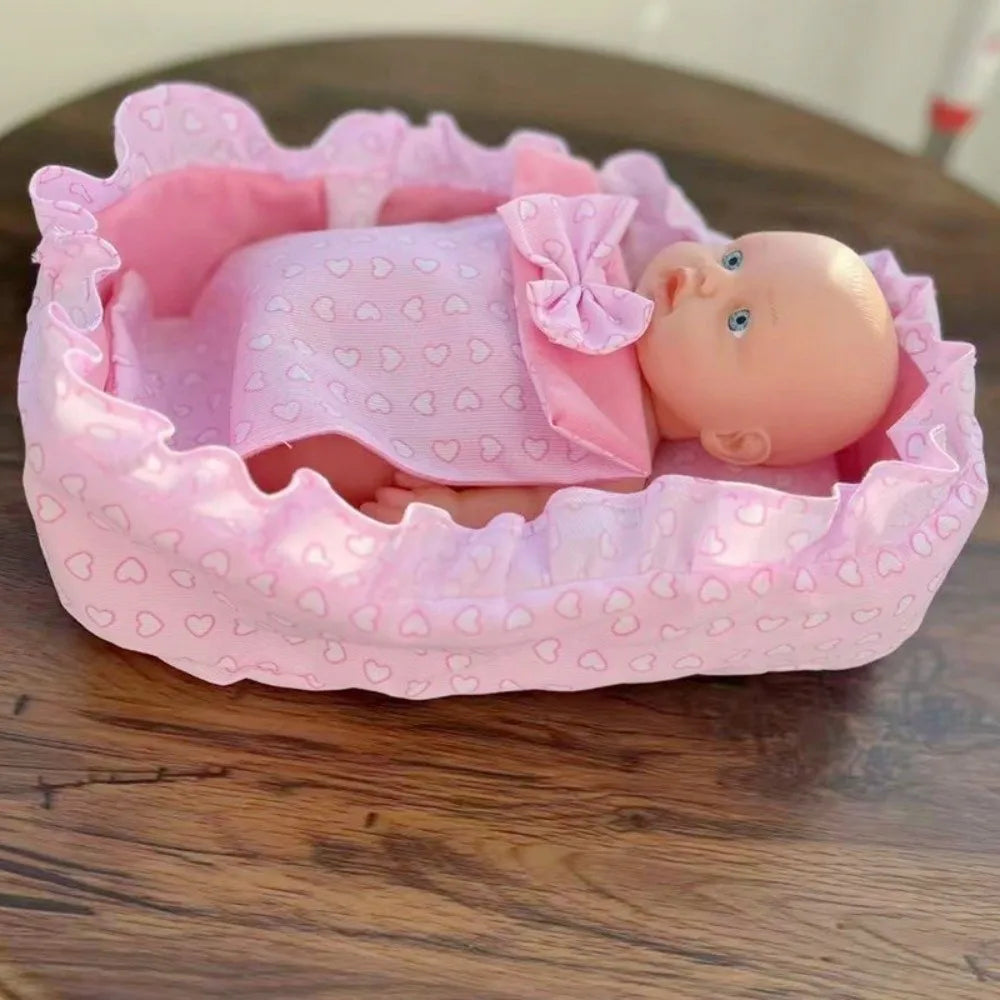 Pink Gingham Mini Basket – Dollhouse Doll Accessory 1/6 Scale