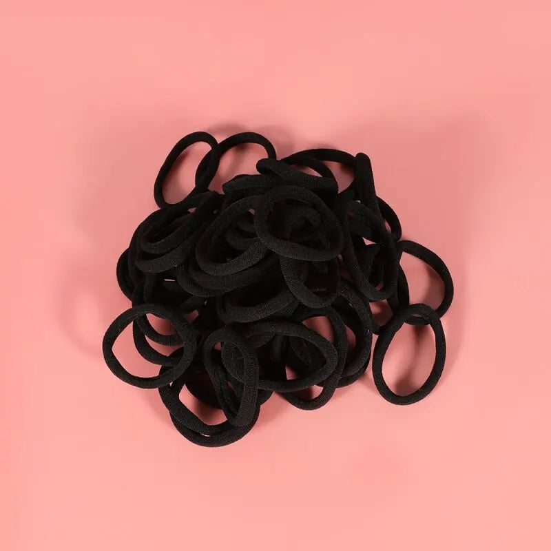 Black Seamless Elastic Hair Ties 50pcs – High Elasticity Bands