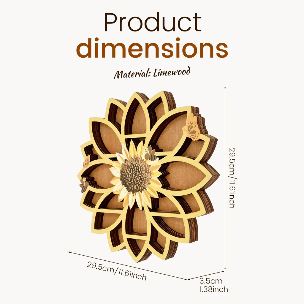 Sunflower Crystal Wall Shelf – Boho Farmhouse Wood Wall Decor