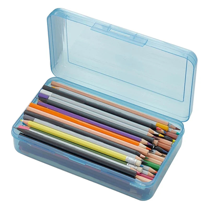 Transparent Hard Plastic Pencil Box – Stackable Large Capacity