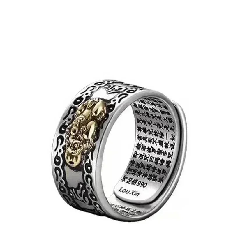 Pixiu Feng Shui Statement Ring – Vintage Lucky Ring for Men