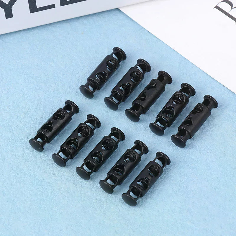 10Pcs Double Hole Metal Spring Buckles – Elastic Cord Locks
