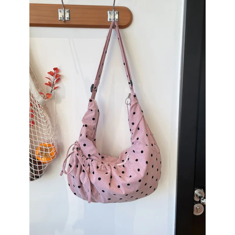 Polka Dot Flannel Crossbody Dumpling Bag | Women's Hobo Bag