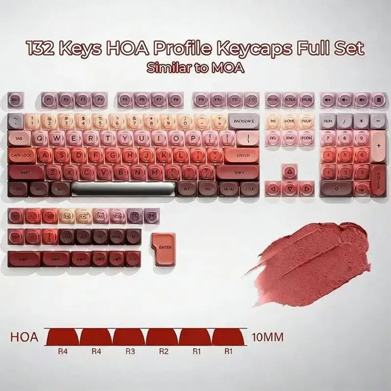 132-Key PBT+PC Double Shot HOA Translucent Keycaps | Mechanical KB