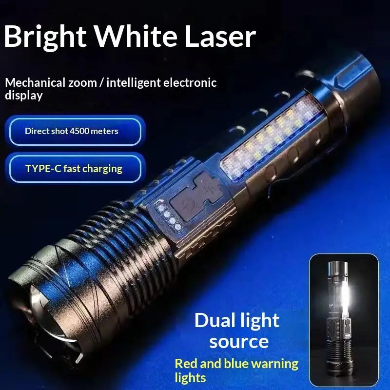 Waterproof LED Flashlight 7 Modes COB Side Light USB Rechargeable